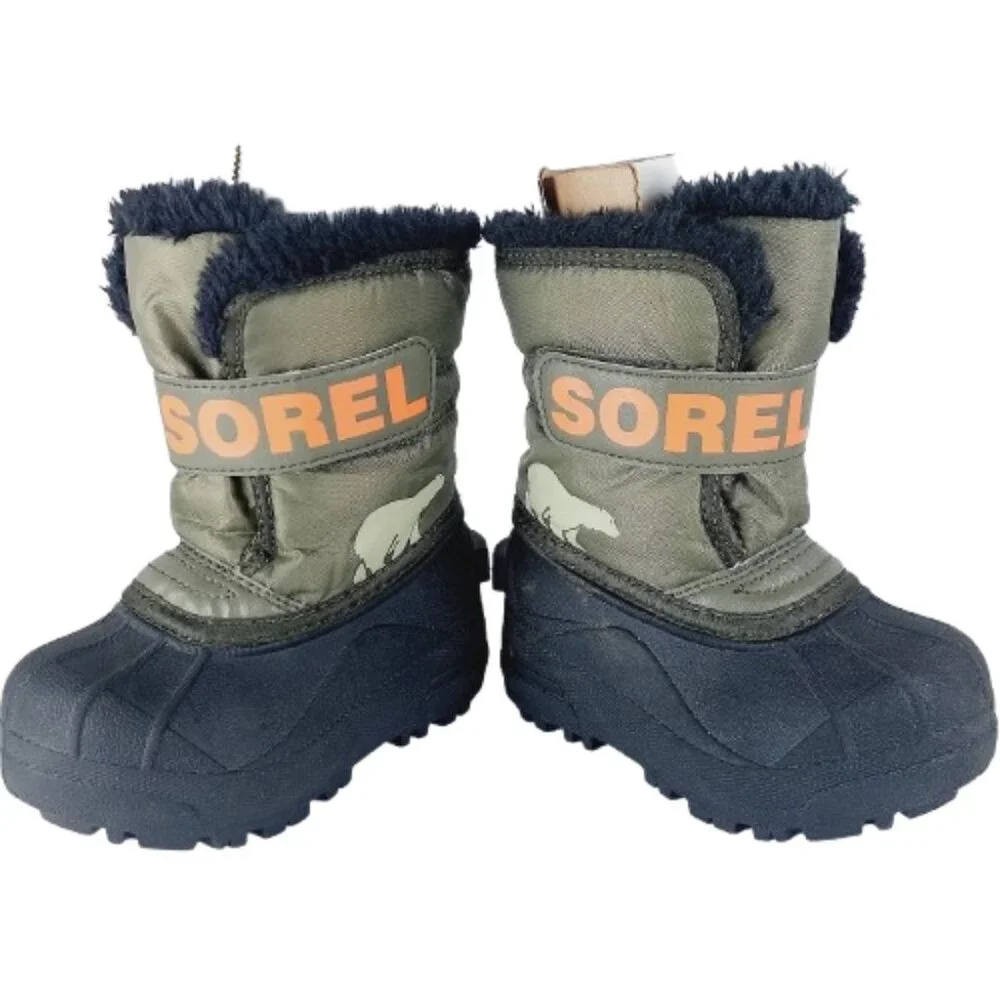 Sorel Boys' Stone Green Alpine Tundra Insulated Snow Commander Winter Boots Sz 7